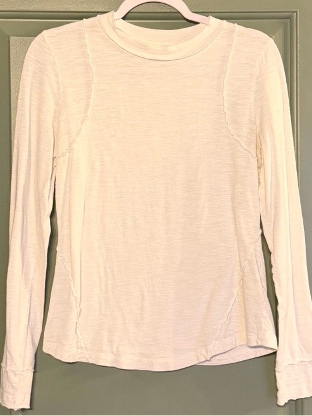 Anthropologie Pilcro Reconstructed Long Sleeve Coconut Milk Tee XL NWT - Picture 3 of 6
